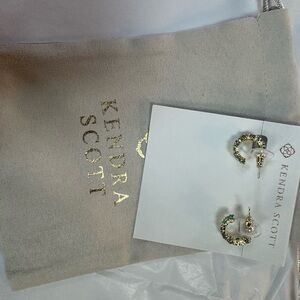 Kendra Scott Cailin Huggie Earrings - Green and Gold